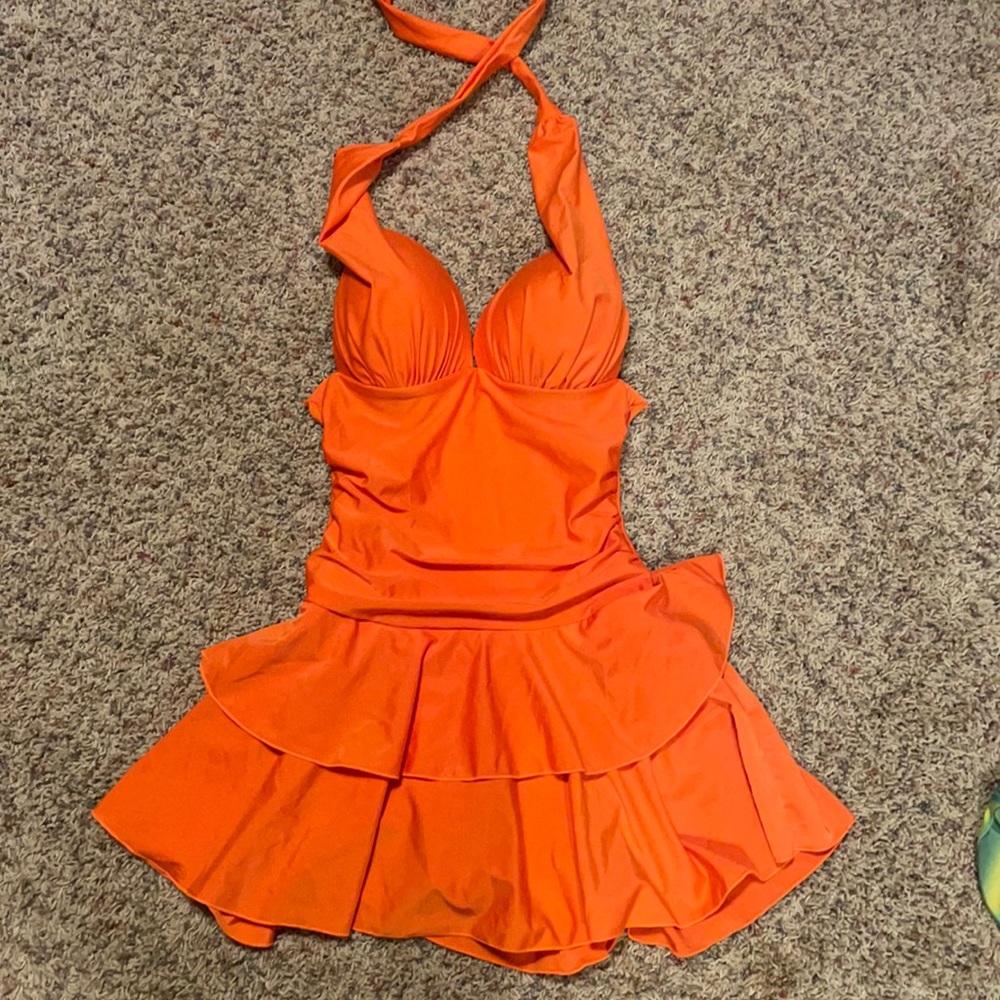Orange one piece swimsuit new without tags sz xl